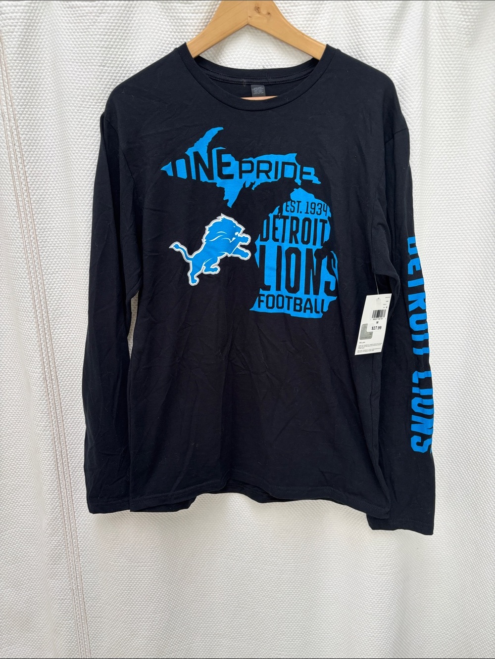 NFL Detroit Lions Black Long Sleeve T-Shirt One Pride 1934